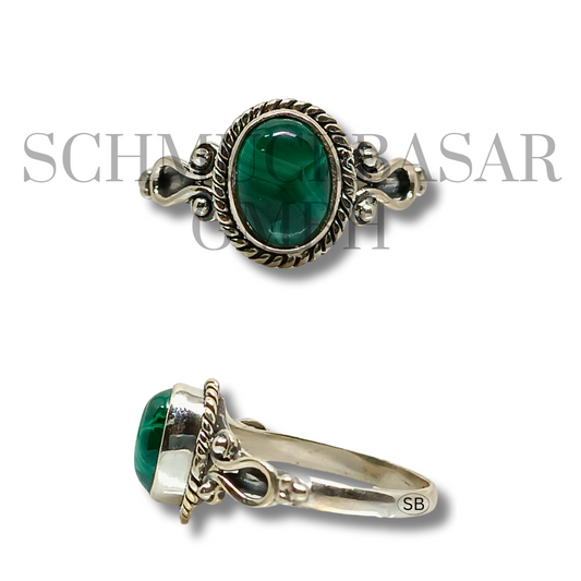 SILVER MALACHITE STONE RINGS