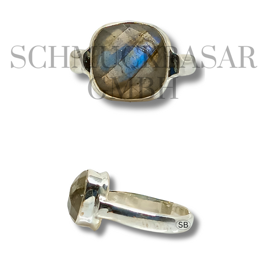 SILVER LABRADORITE STONE RINGS