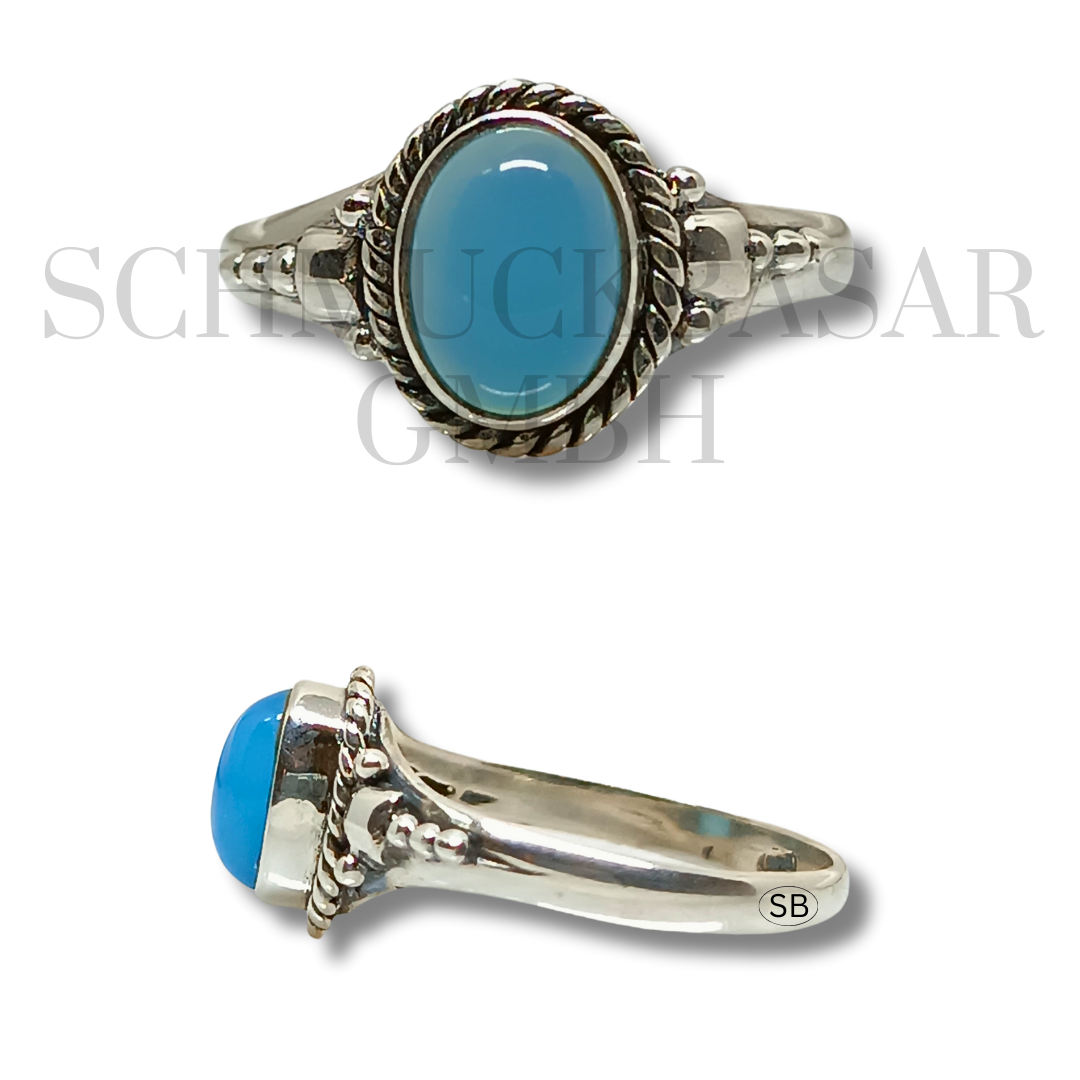 SILVER BLUE CHALCEDONY STONE RINGS