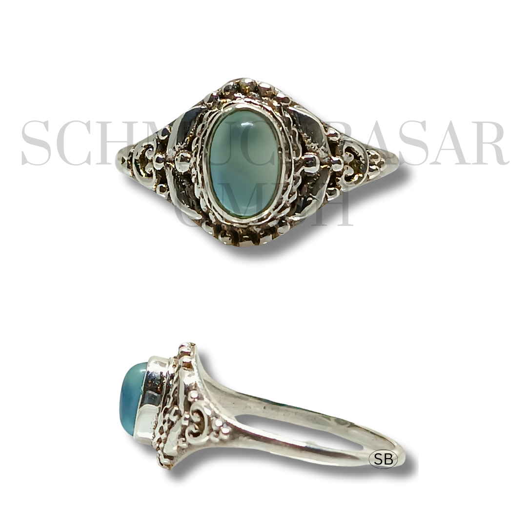 SILVER BLUE CHALCEDONY STONE RINGS