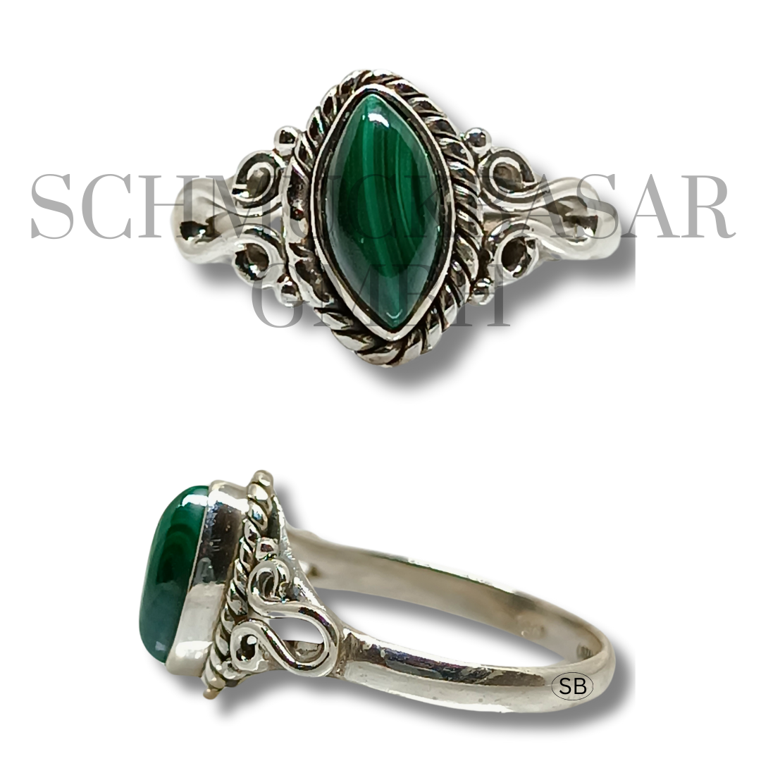 SILVER MALACHITE STONE RINGS