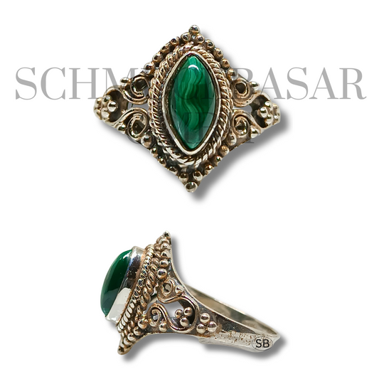 SILVER MALACHITE STONE RINGS