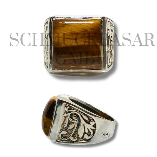 SILVER TIGER EYE STONE RINGS