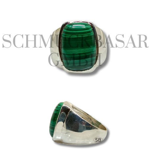 SILVER MALACHITE STONE RINGS