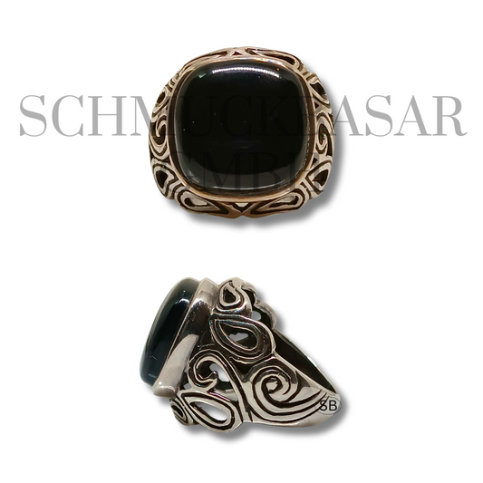 SILVER BLACK ONYX STONE RINGS