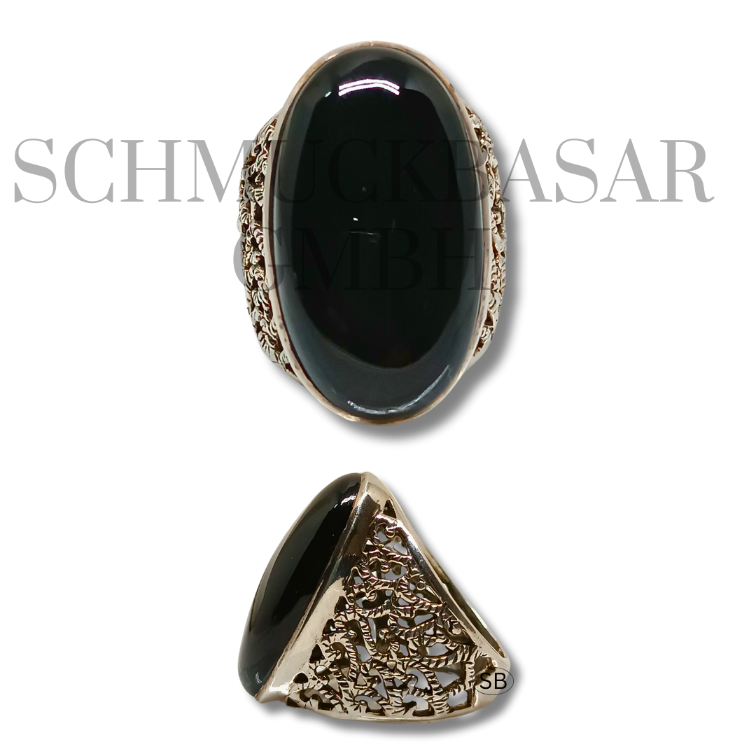 SILVER BLACK ONYX STONE RINGS