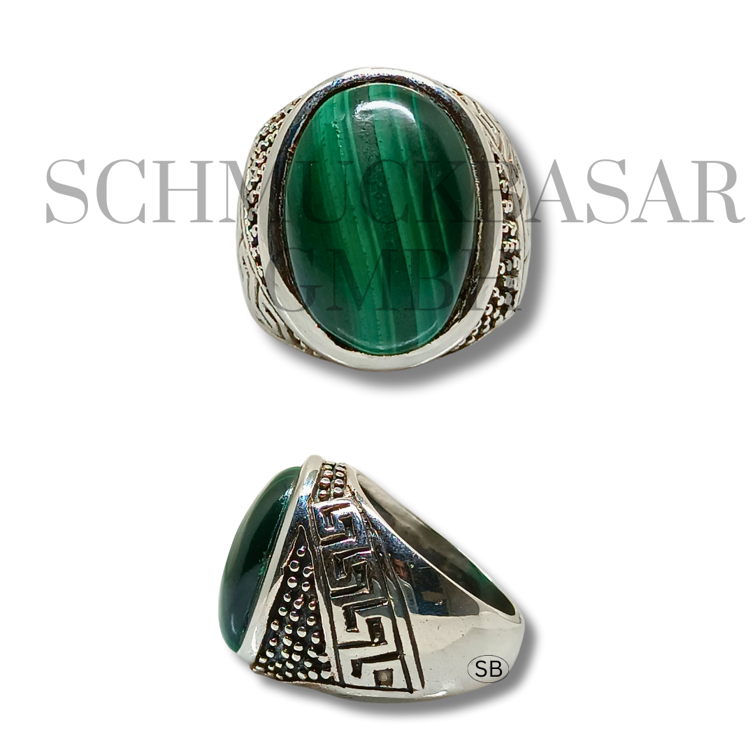 SILVER MALACHITE STONE RINGS