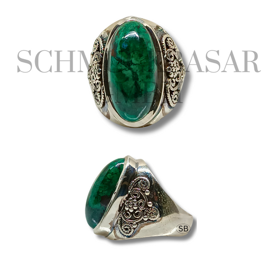 SILVER MALACHITE STONE RINGS