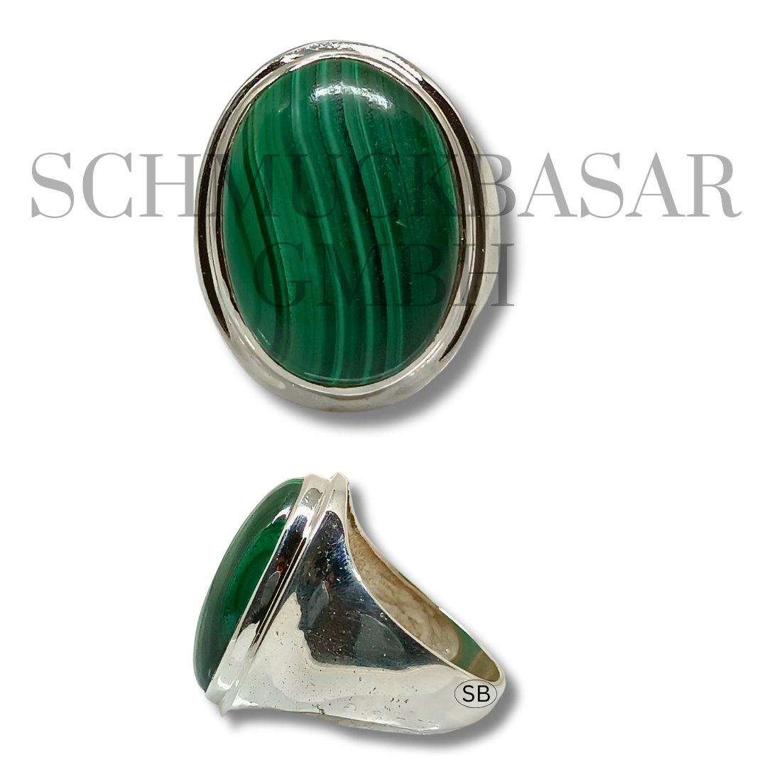 SILVER MALACHITE STONE RINGS