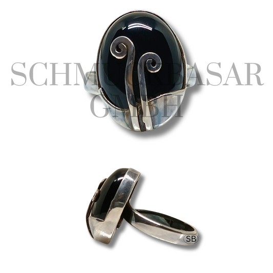 SILVER BLACK ONYX STONE RINGS