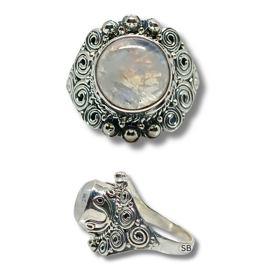 SILVER R.MOONSTONE STONE RINGS