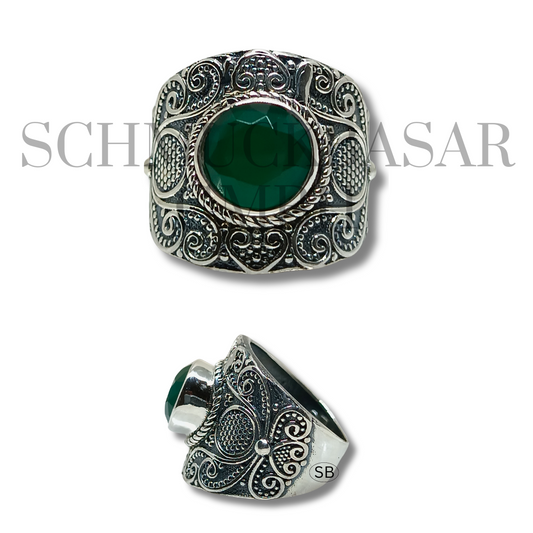 SILVER GREEN ONYX STONE RINGS