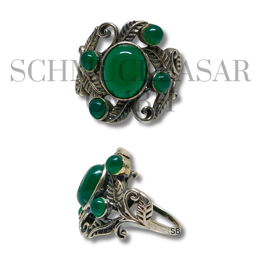 SILVER GREEN ONYX STONE RINGS