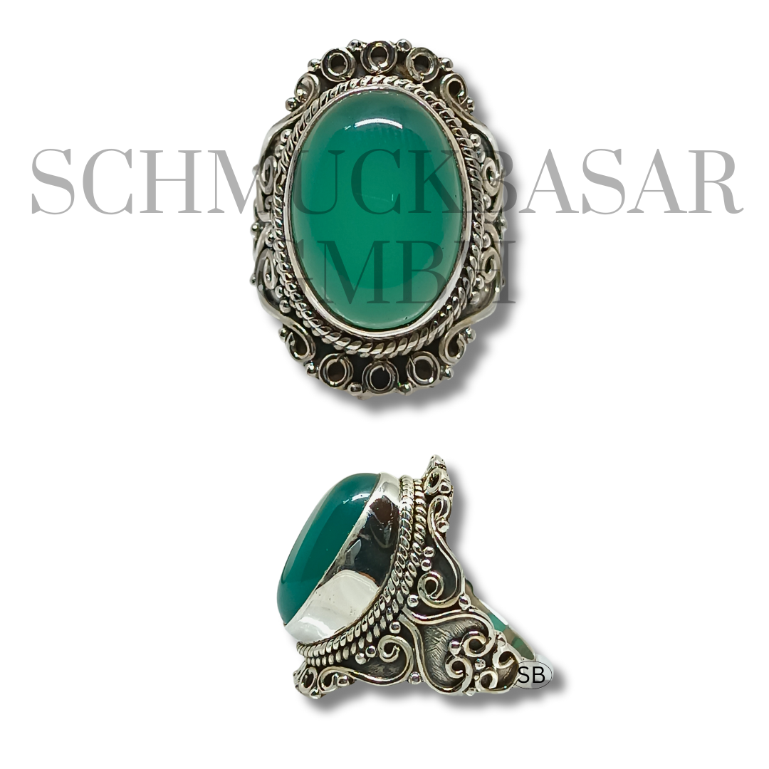 SILVER GREEN ONYX STONE RINGS