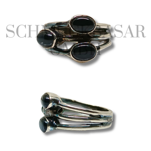 SILVER BLACK ONYX STONE RINGS