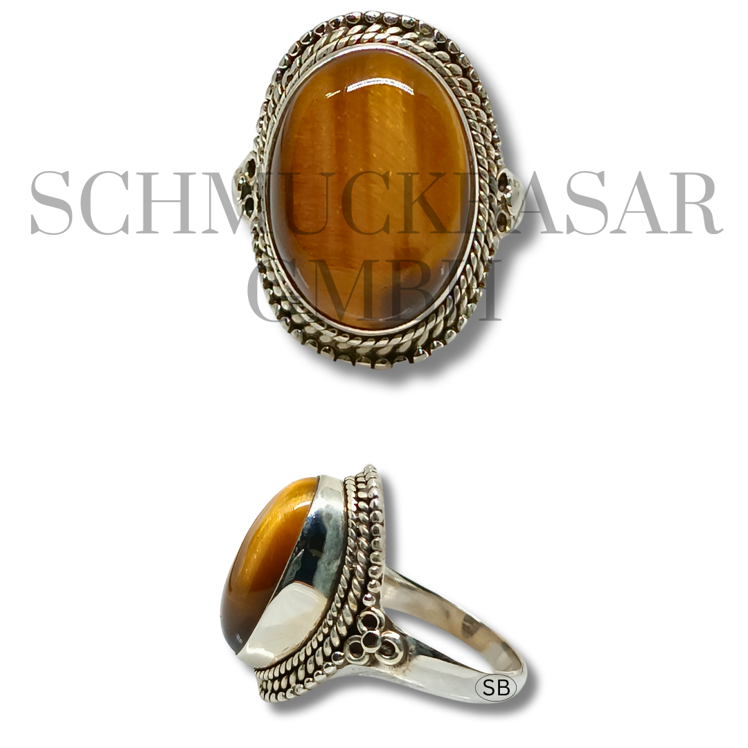 SILVER TIGER EYE STONE RINGS