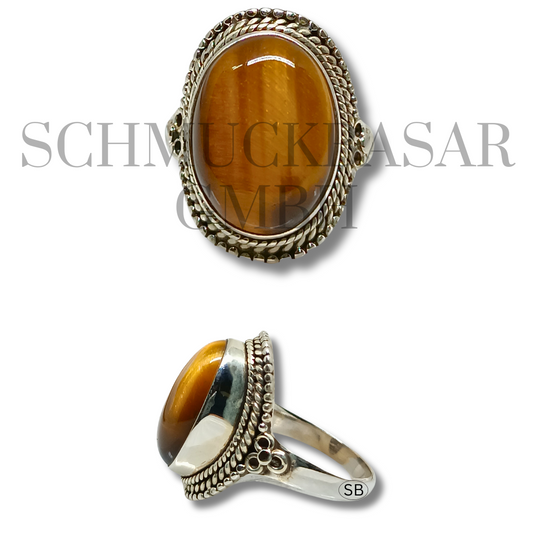 SILVER TIGER EYE STONE RINGS