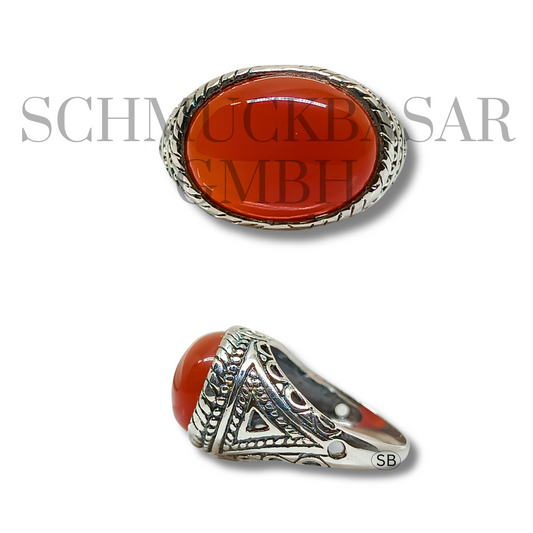 SILVER CARNELIAN STONE RINGS