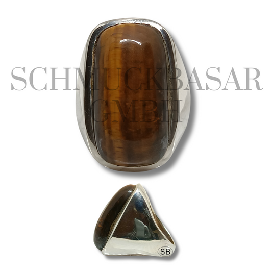 SILVER TIGER EYE STONE RINGS