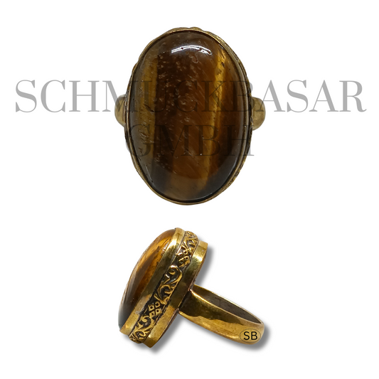 GOLD PLATED TIGER EYE STONE RINGS