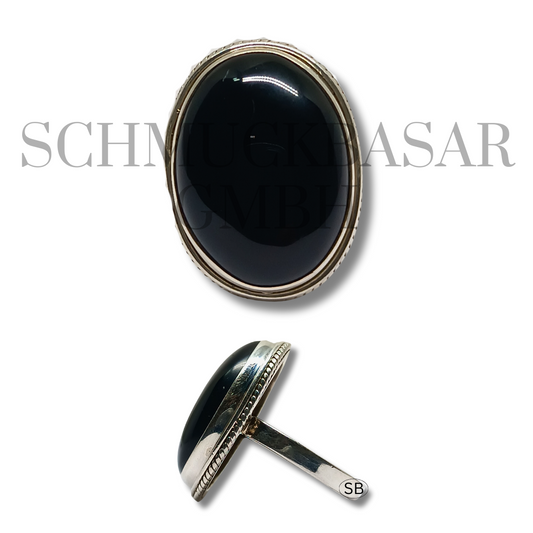 SILVER BLACK ONYX STONE RINGS