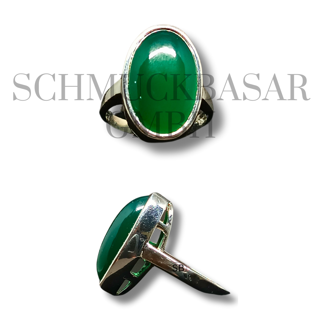 SILVER GREEN ONYX STONE RINGS