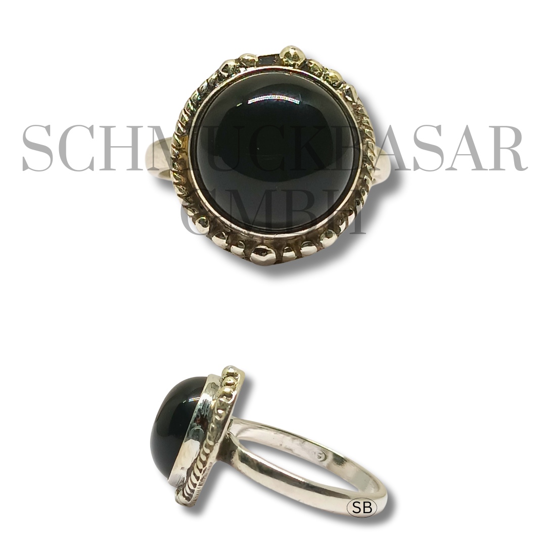 SILVER BLACK ONYX STONE RINGS