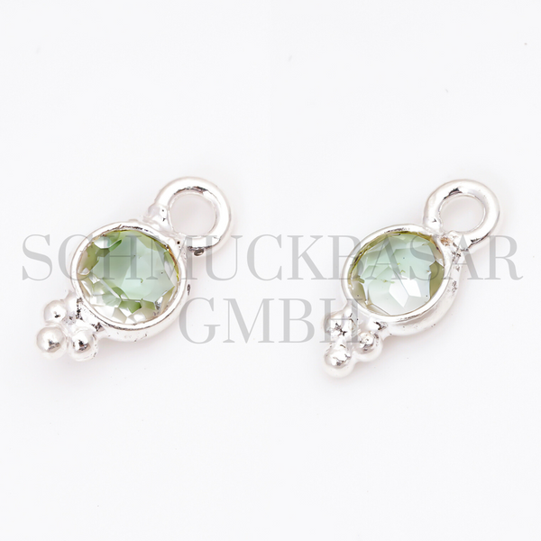 4 MM  GREEN AMETHYST BEZEL CONNECTOR