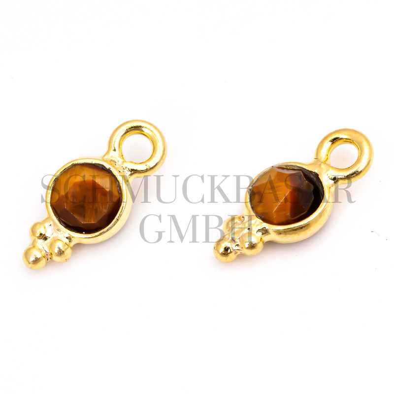 4 MM  TIGER EYE BEZEL CONNECTOR