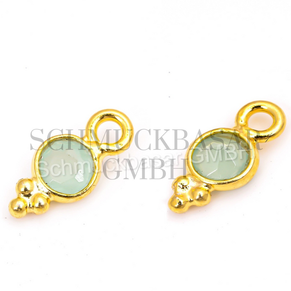 4 MM  AQUA CHALCEDONY BEZEL CONNECTOR