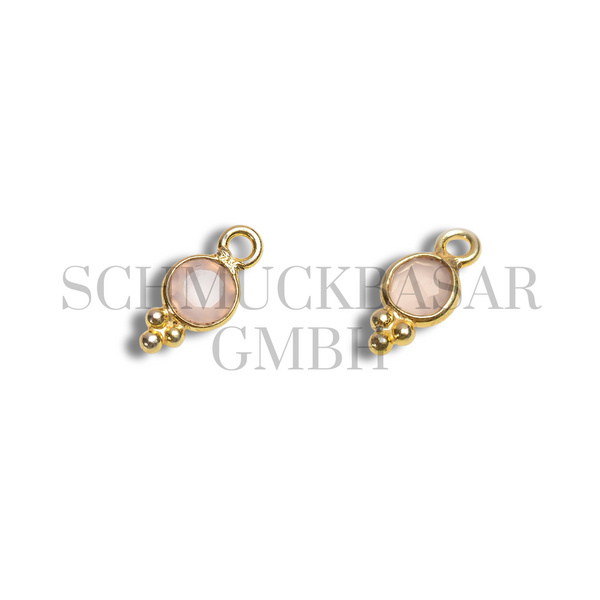 4 MM  ROSE QUARTZ BEZEL CONNECTOR