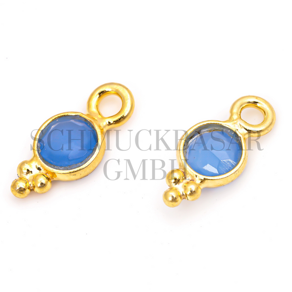 4 MM  BLUE CHALCEDONY BEZEL CONNECTOR