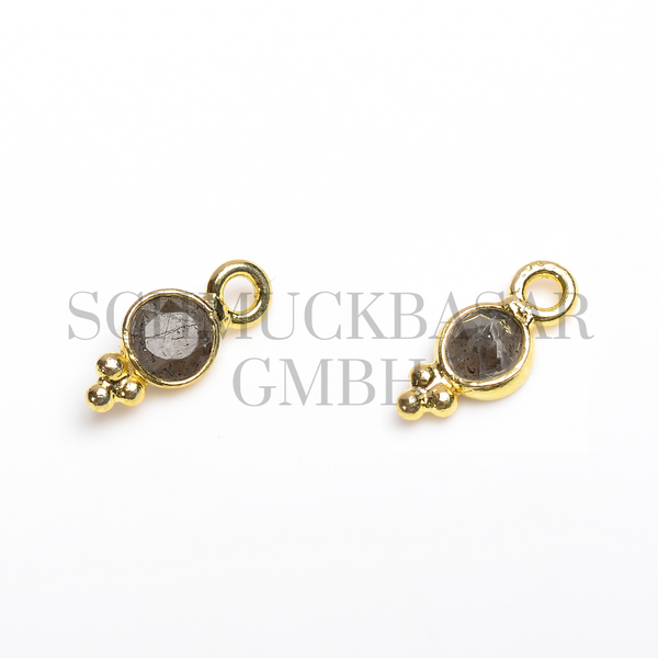 4 MM  SMOKEY QUARTZ BEZEL CONNECTOR