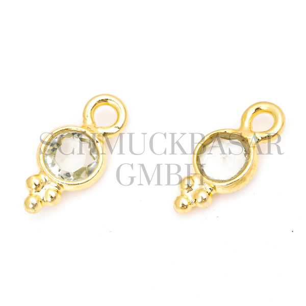 4 MM  GREEN AMETHYST BEZEL CONNECTOR