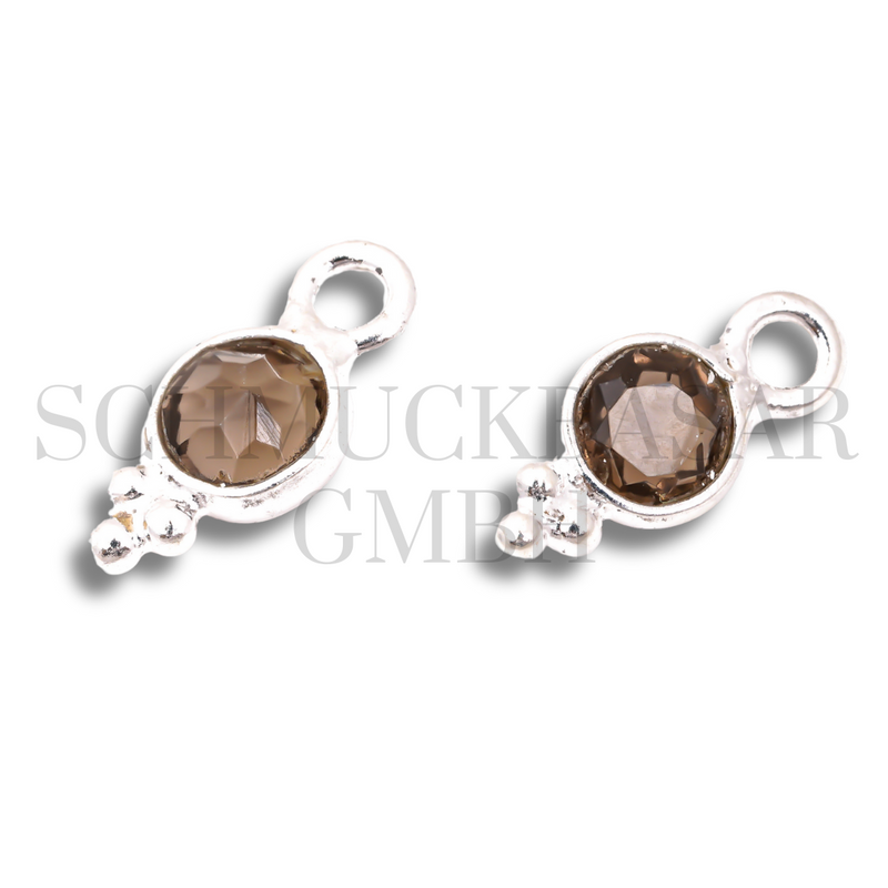 4 MM  SMOKEY QUARTZ BEZEL CONNECTOR