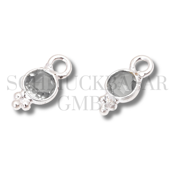 4 MM GREY CHALCEDONY BEZEL CONNECTOR