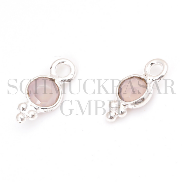 4 MM ROSE QUARTZ BEZEL CONNECTOR