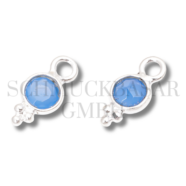 4 MM  BLUE CHALCEDONY BEZEL CONNECTOR