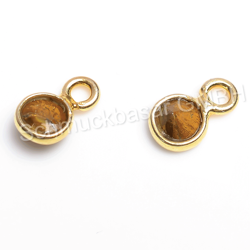 4 MM  TIGER EYE BEZEL CONNECTOR