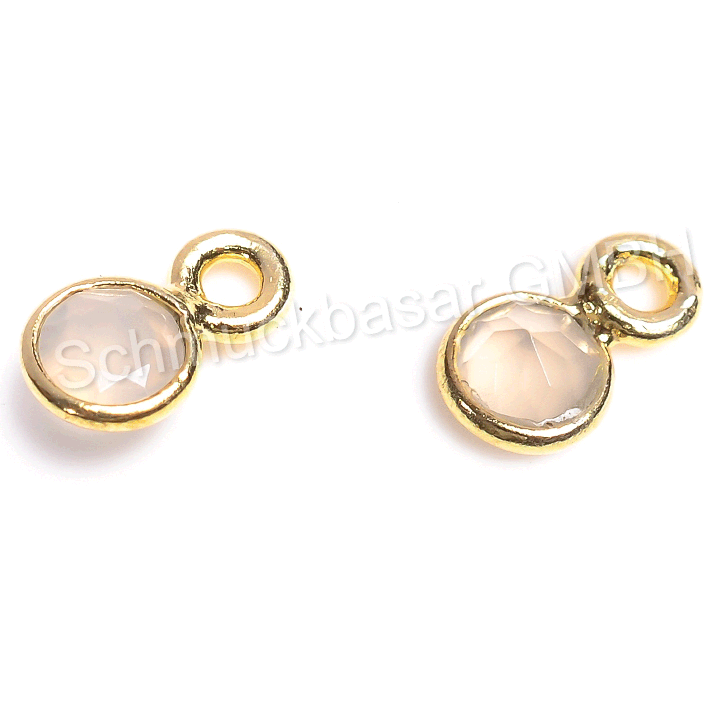 4 MM  ROSE QUARTZ BEZEL CONNECTOR