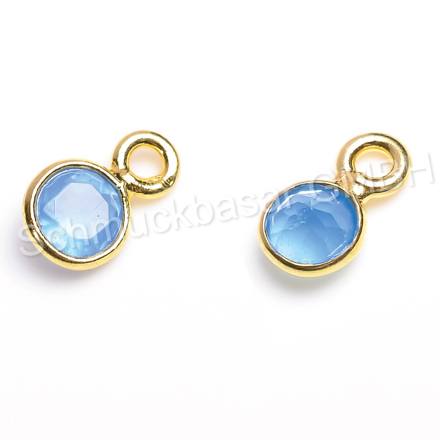 4 MM  BLUE CHALCEDONY BEZEL CONNECTOR