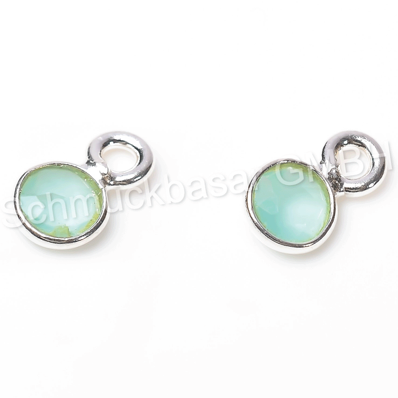 4 MM  AQUA CHALCEDONY BEZEL CONNECTOR