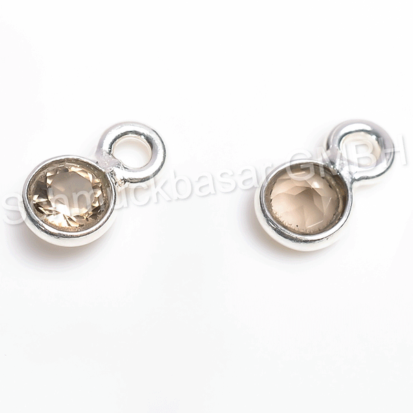 4 MM  SMOKEY QUARTZ BEZEL CONNECTOR