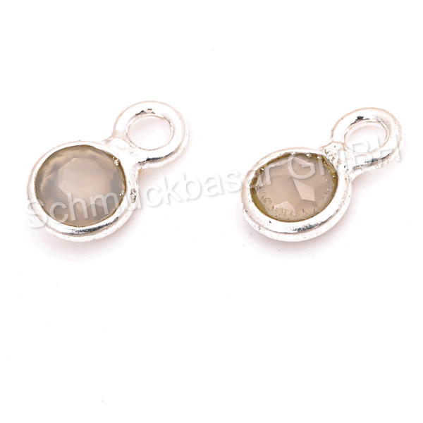 4 MM  GREY CHALCEDONY BEZEL CONNECTOR