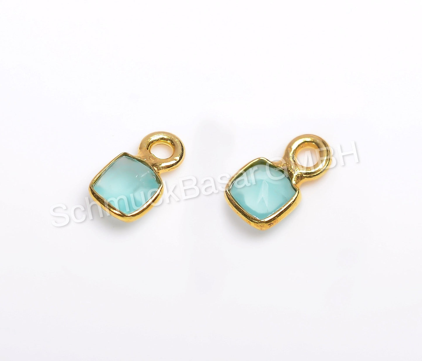 4 MM  AQUA CHALCEDONY BEZEL CONNECTOR