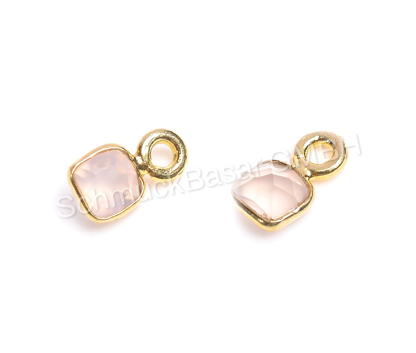 4 MM  ROSE QUARTZ BEZEL CONNECTOR