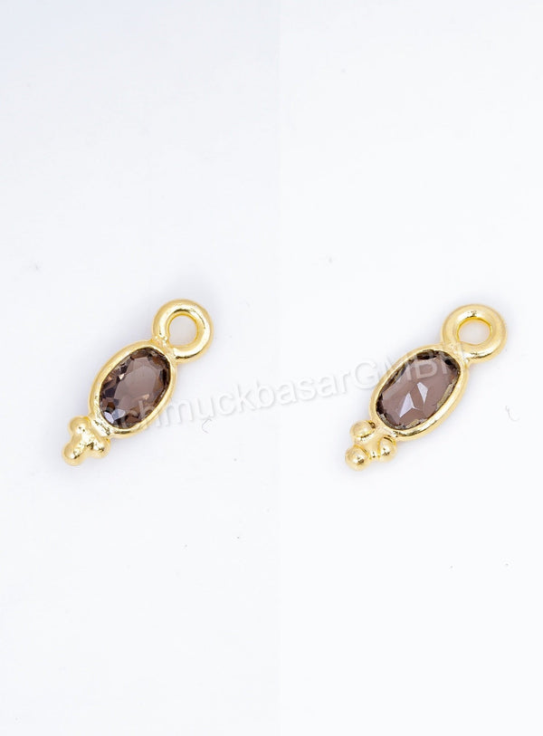 3 x 5 MM SMOKEY QUARTZ BEZEL CONNECTOR