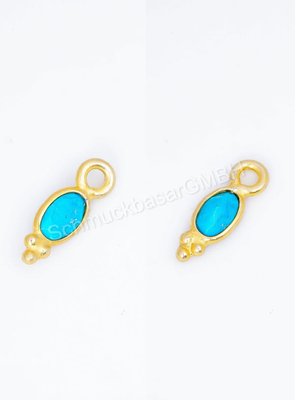 3 x 5 MM TURQUOISE BEZEL CONNECTOR