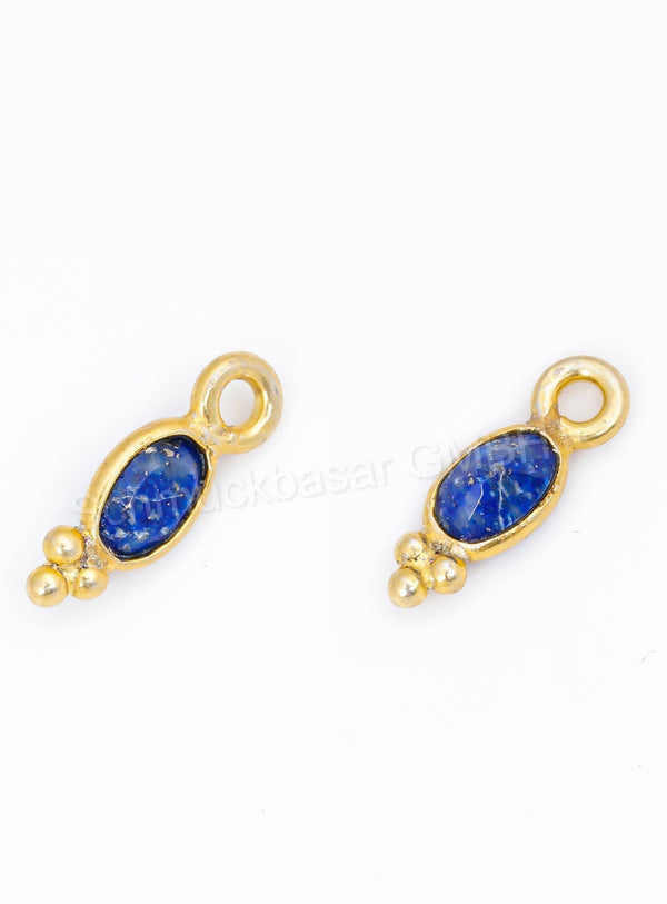 3 x 5 MM LAPIS LAZULI BEZEL CONNECTOR