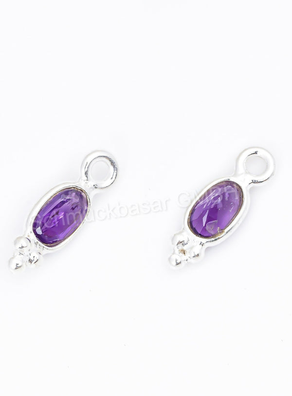 3 x 5 MM AMETHYST BEZEL CONNECTOR